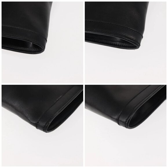 GUCCI Interlocking Shoulder Bag Leather Black Gold Auth fm4898 - Picture 14 of 16